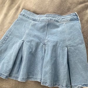 High waisted denim tennis skirt